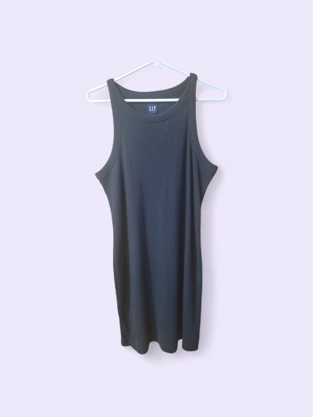 GAP Black Ribbed Tank Midi Dress